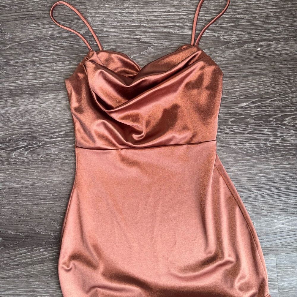 Elegant Copper Satin Dress